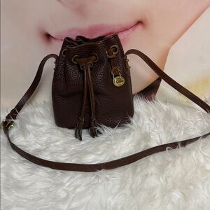 Dooney & Bourke Brown Leather Mini Drawstring Bag